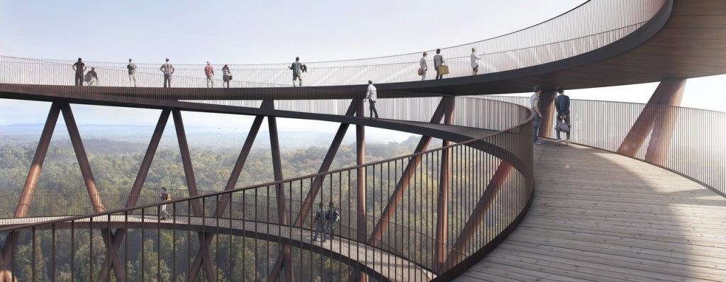 EFFEKT's treetop experience observation tower offers a breathtaking panoramic view of Denmark