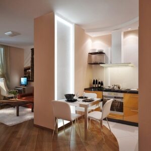 Практичный и современный дизайн квартиры-студии.