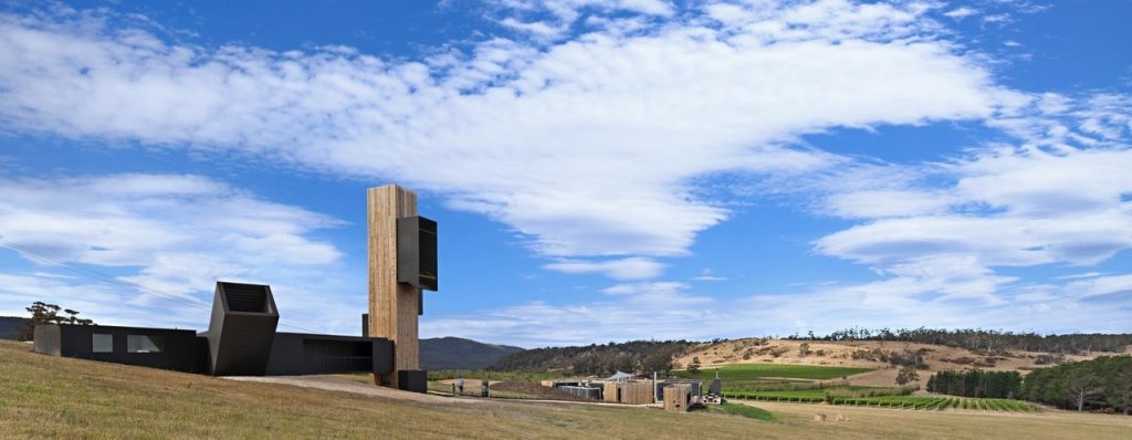 cumulus studio's vineyard observatory frames views of australian peninsula