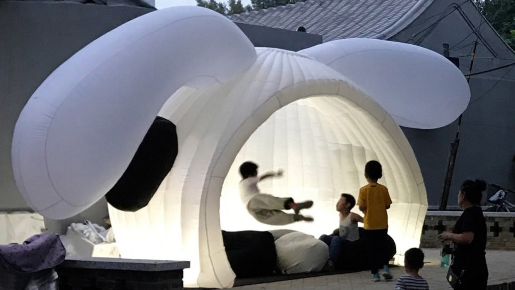 MAD creates inflatable pavilion shaped like a rabbit's head