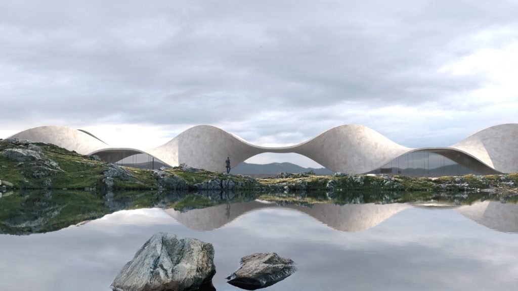 Twine house is topped by a twisting continuous concrete slab