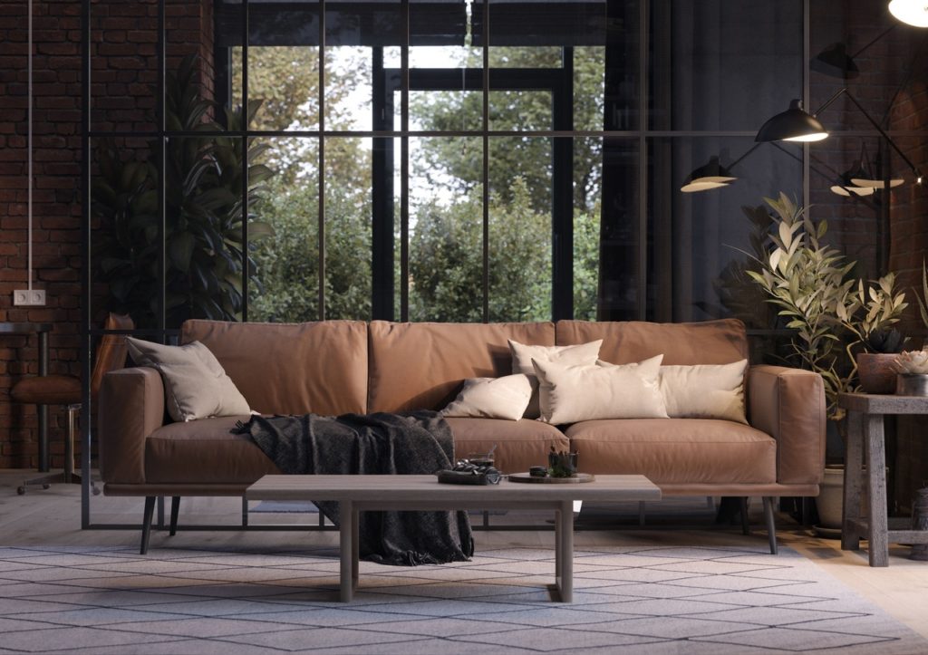 Sofa in the loft interior