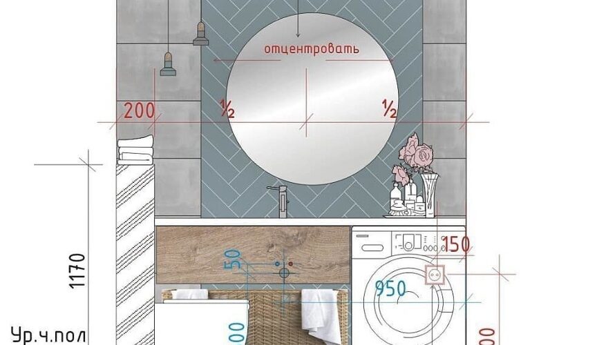 Планировка кухни и санузла в пристройке к дому