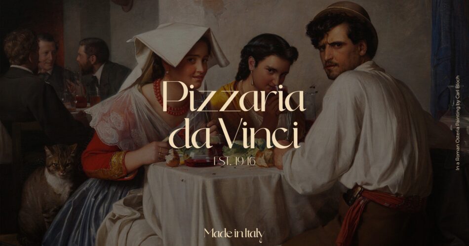 bfAOcrQ7ceE 950x500 - Брендинг итальянской пиццерии Pizzaria da Vinci от графического дизайнера Arkan Gahramy
