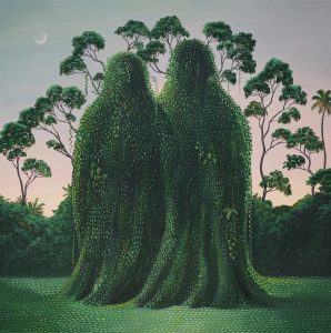 В серии картин «С нами или без нас» художница Шьяма Голден (Shyama Golden) объединяет грани пейзажной и портретной живописи в работы, показывающие природу как социальную сущность.