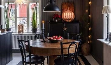 Черный цвет в шведских интерьерах встречается нечасто. Но здесь он удивительно органичен!