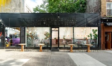 Daughter cafe in Brooklyn has stepped seating that mimics brownstone stoops