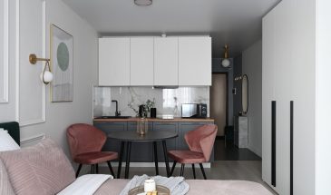 Ремонт квартиры-студии 26 м в ЖК Менделеев в Химках. Современный интерьер с элементами неоклассики.