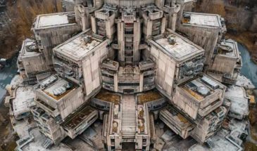 Drone View: Gray Gigant Brutalist Architecture
