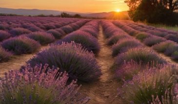 Аметистовые тона и бледно-оранжевая гамма  это чудесное закатное сочетание, которое навевает мысли о волшебном и сияющем мире без невзгод. Дополнить палитру можно зелёным, коричневым, бледно-жёлтым.