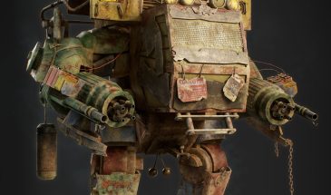 Старый заржавевший собранный на помойке, но грозный и опасный Мех