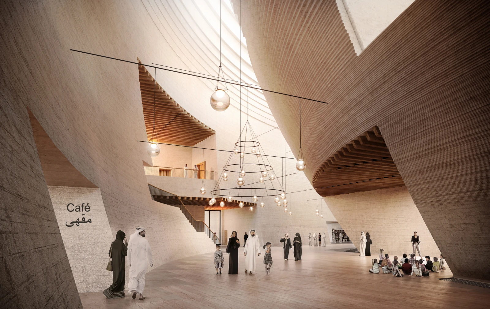 Полумесяцеобразный объём музея Lusail (© Herzog & de Meuron)