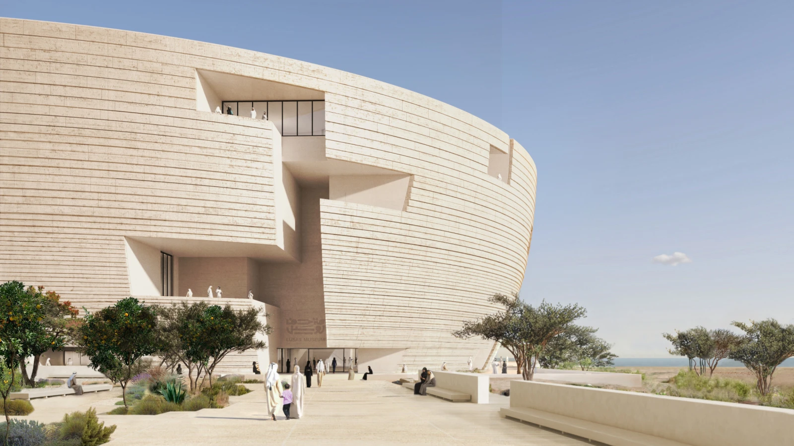 Южный вход музея Lusail на острове Аль-Маха (© Herzog & de Meuron)