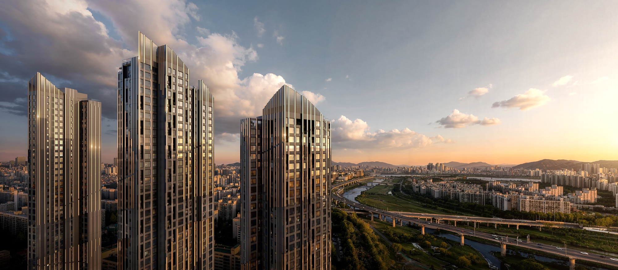 Общий вид жилого комплекса Studio Libeskind в Сеуле