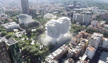 BIG спроектировало облачную Tirana Fountain Plaza, приподнятую над парком в Тиране